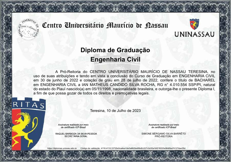 diploma de graduação - engenharia Ian | PDF