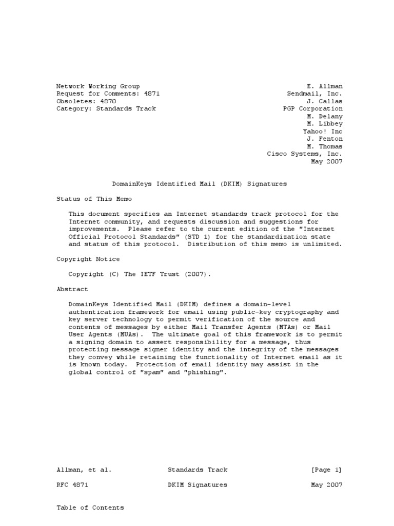 Domain Keys Identified Mail (DKIM) Signatures | PDF | Domain Name ...