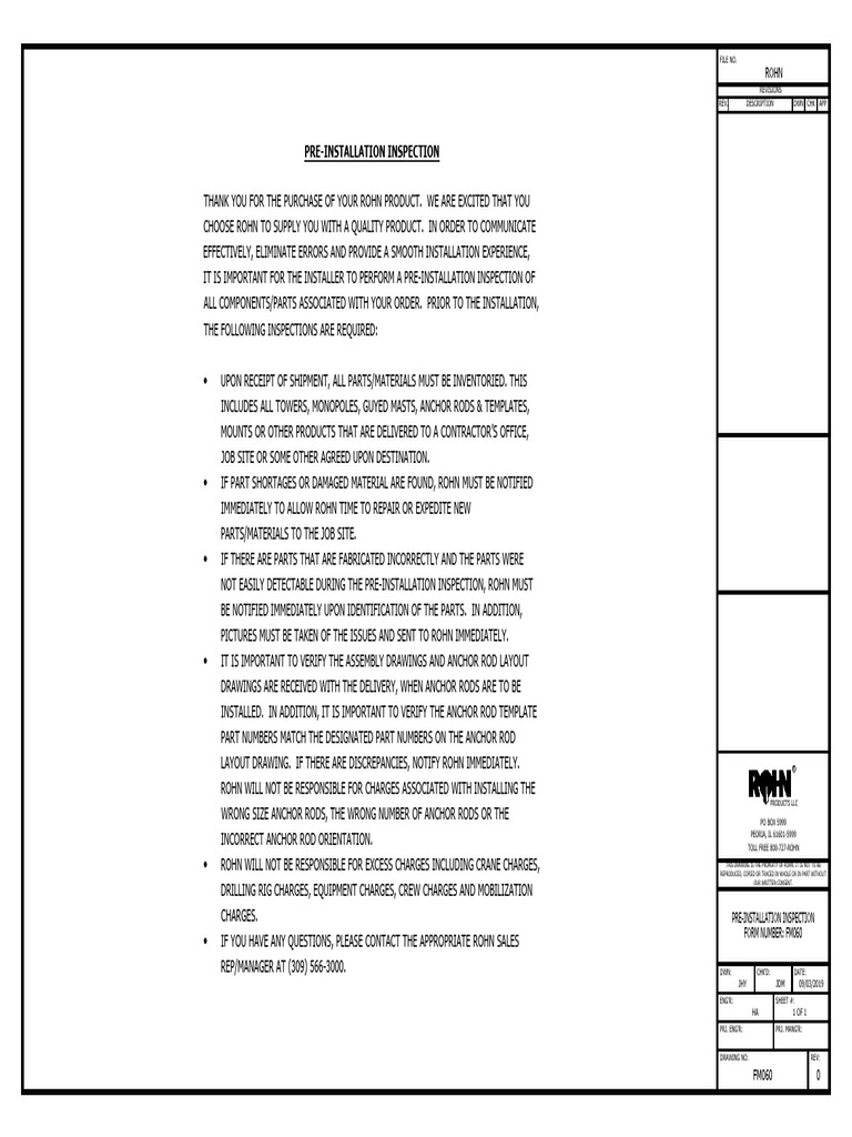 Pre-Installation Inspection Guide | PDF