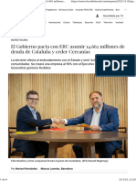 El Acuerdo Del PSOE Con ERC Asumir 14.662 Millones de Deuda de Cataluña y Ceder Cercanías