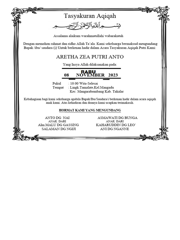 Tasyakuran Aqiqah | PDF