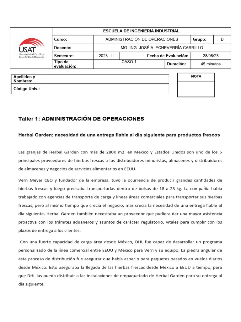 Caso 1 Herbal Garden PDF Economias