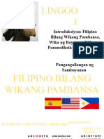 YUNIT 1 - Filipino Bilang Wikang Pambansa, Wika NG Bayan, at Wika NG Pananaliksik