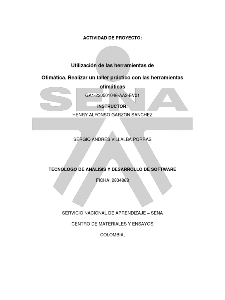 Taller Práctico de Ofimática SENA | PDF | Informática | Software