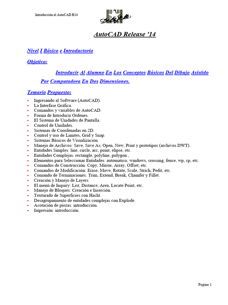Introducción Al AutoCad R14 | PDF | Informática