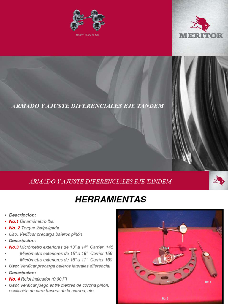 Ajuste de Diferenciales Meritor 46,000 lbs | PDF | Engranaje | Tornillo