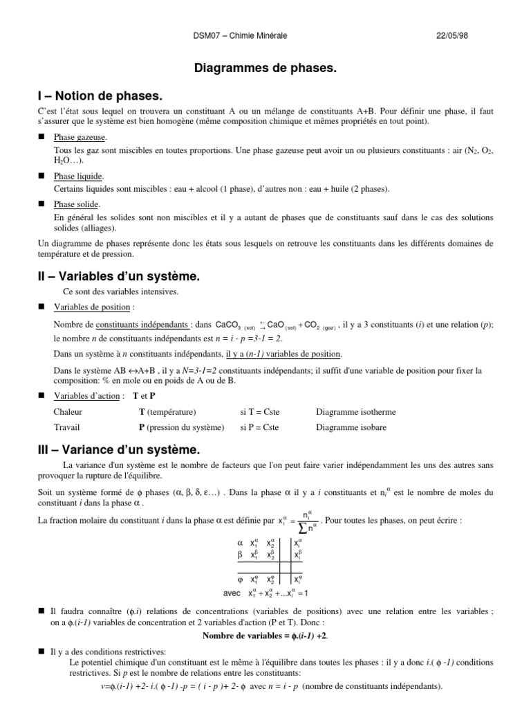 Diagrammes de phases en chimie | PDF | Phase (thermodynamique ...