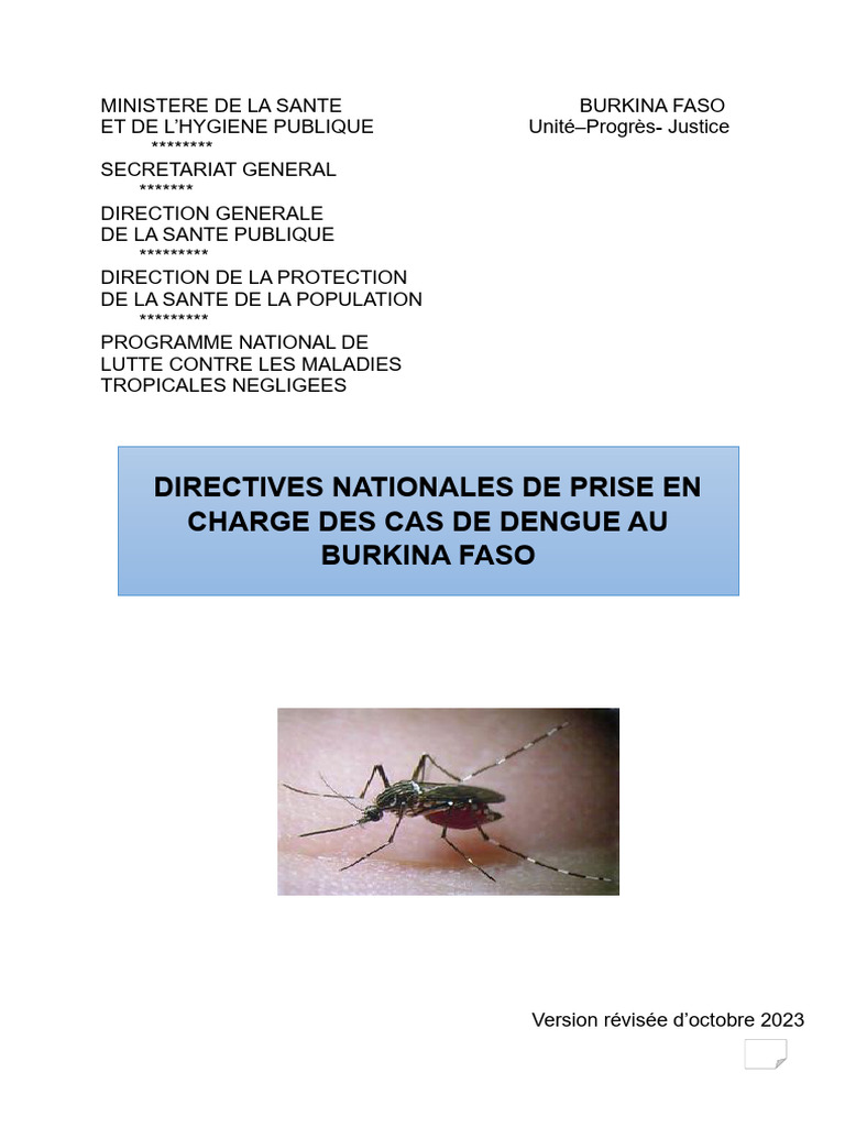 Directives PEC Cas Graves Dengue | PDF | Transfusion sanguine | Sérologie