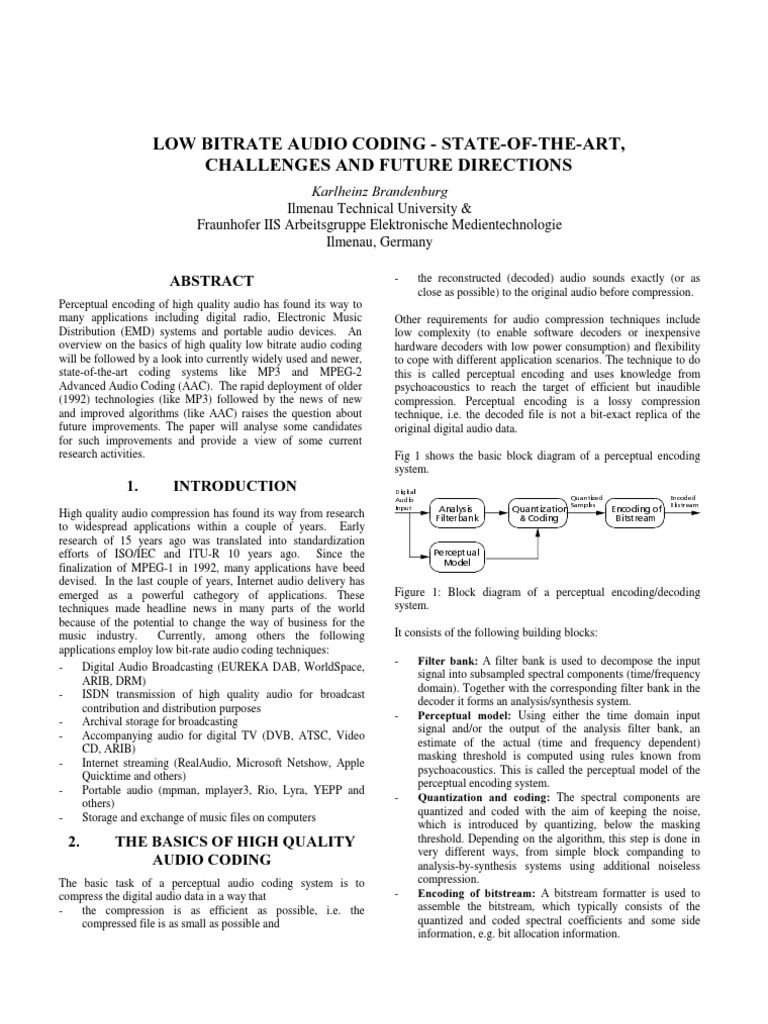 High-Quality Low Bitrate Audio Coding | PDF | Data Compression | Mp3