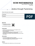 Solving Quadratics Through Factorising: (Level 5-6)