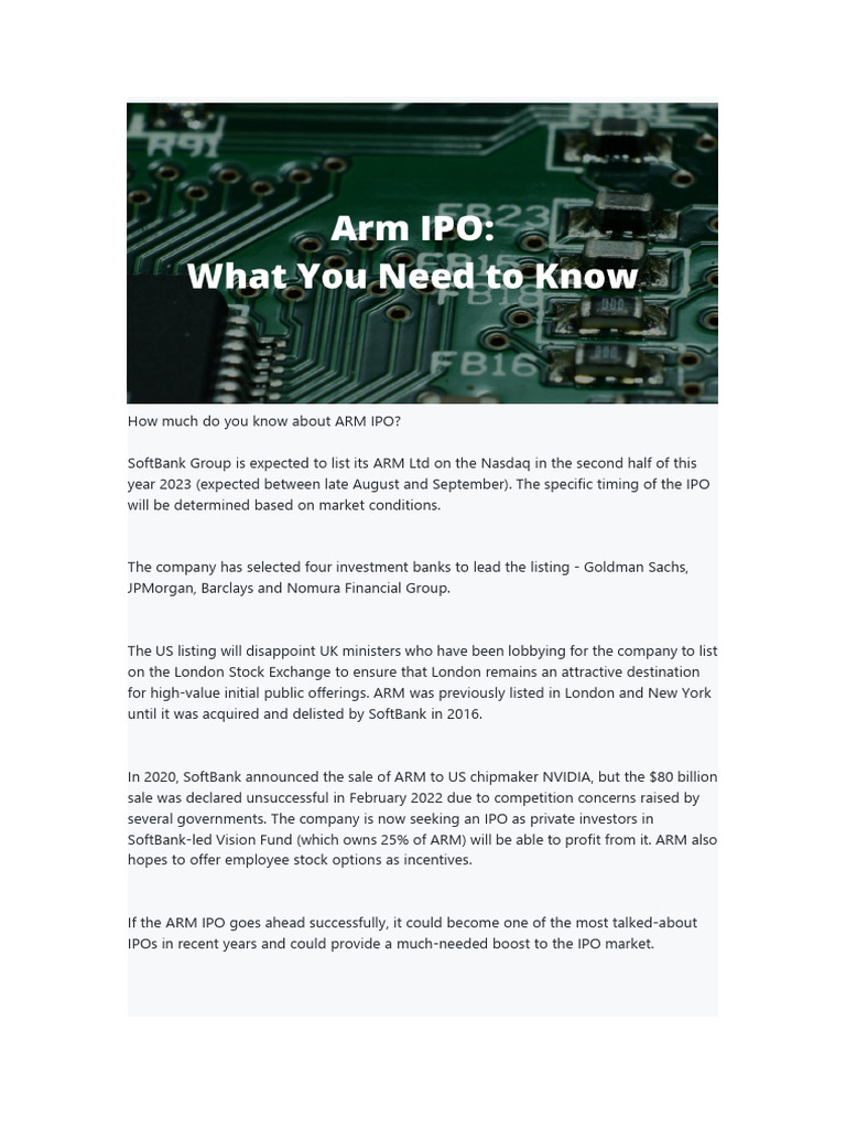 Arm Ipo PDF Apple Inc. Business