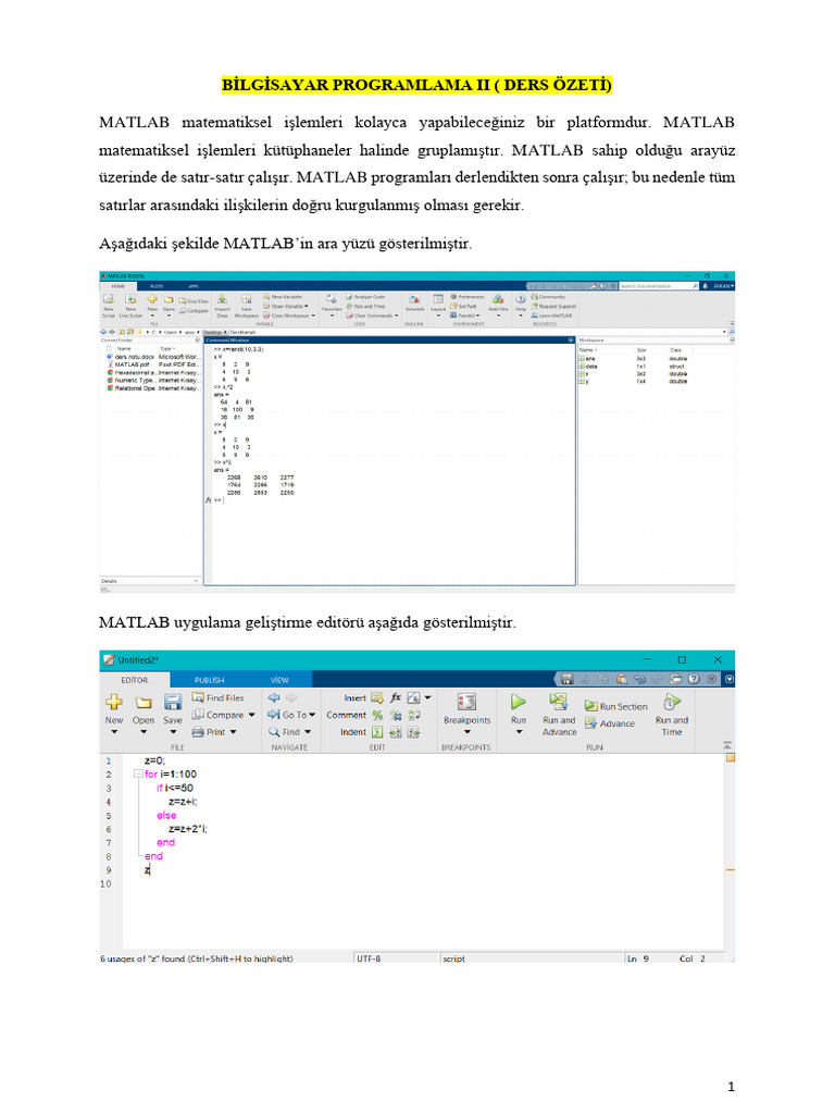 MatLAB DersNotu | PDF