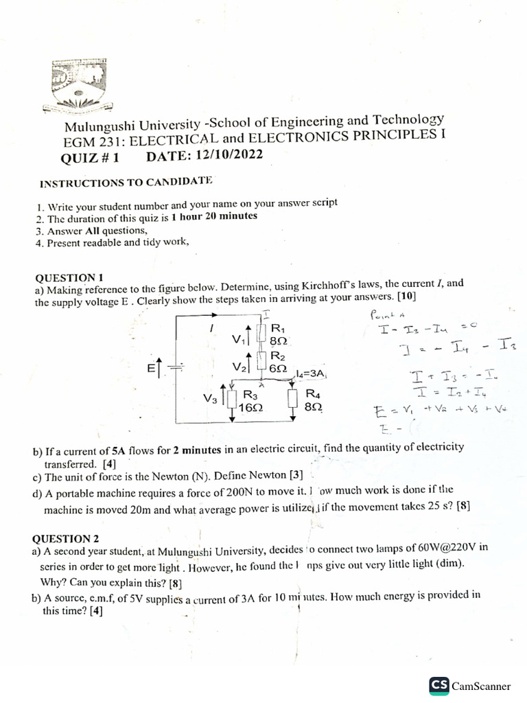 Electronics Quiz 1 PDF