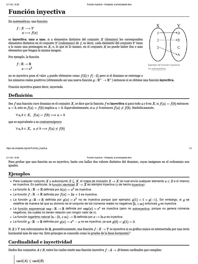Función Inyectiva - Wikipedia, La Enciclopedia Libre | PDF | Función ...