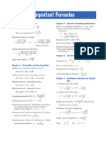 Important Formulas and Tables Statistics
