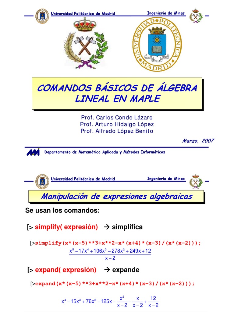 m2 Algebra Lineal en Maple | PDF
