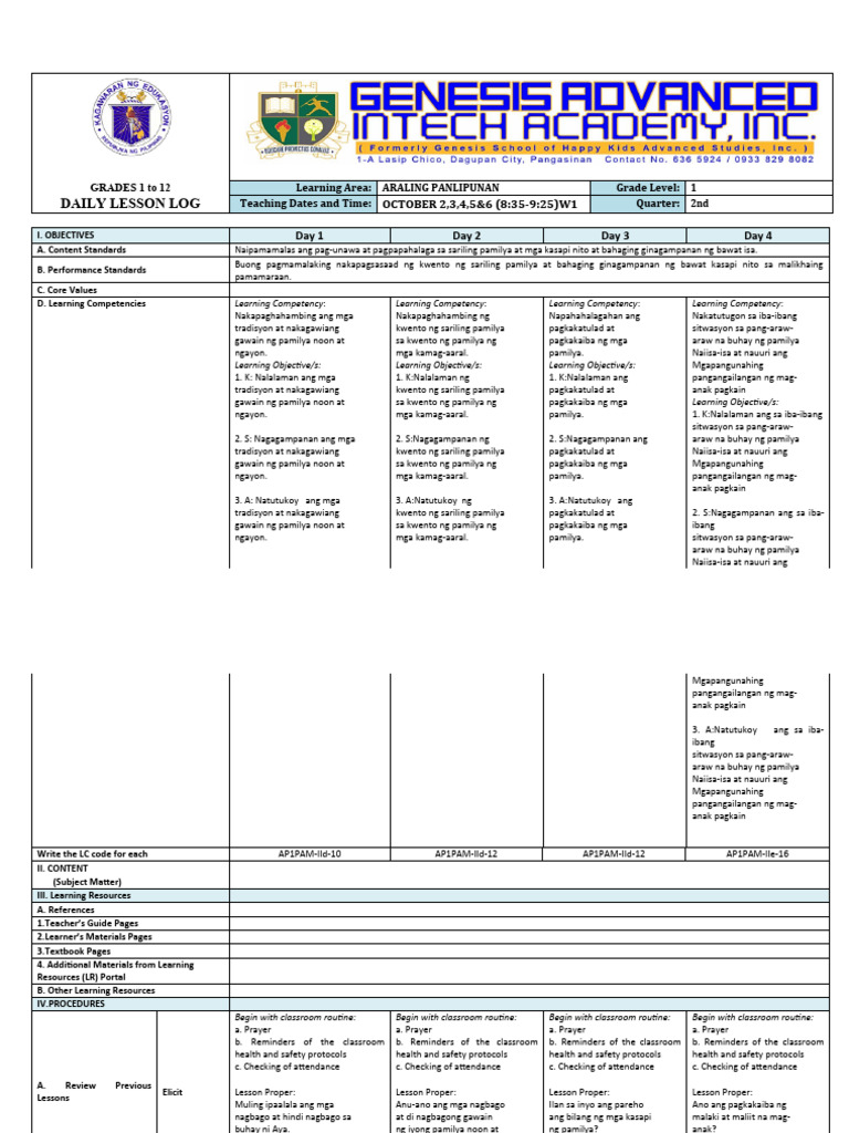 DLL Aralpan W1 Q2 | PDF