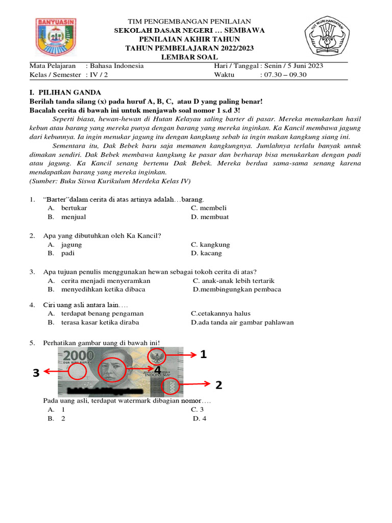 Soal Penilaian Akhir Tahun Kelas IV | PDF | Kajian Bahasa Asing | Fiksi ...