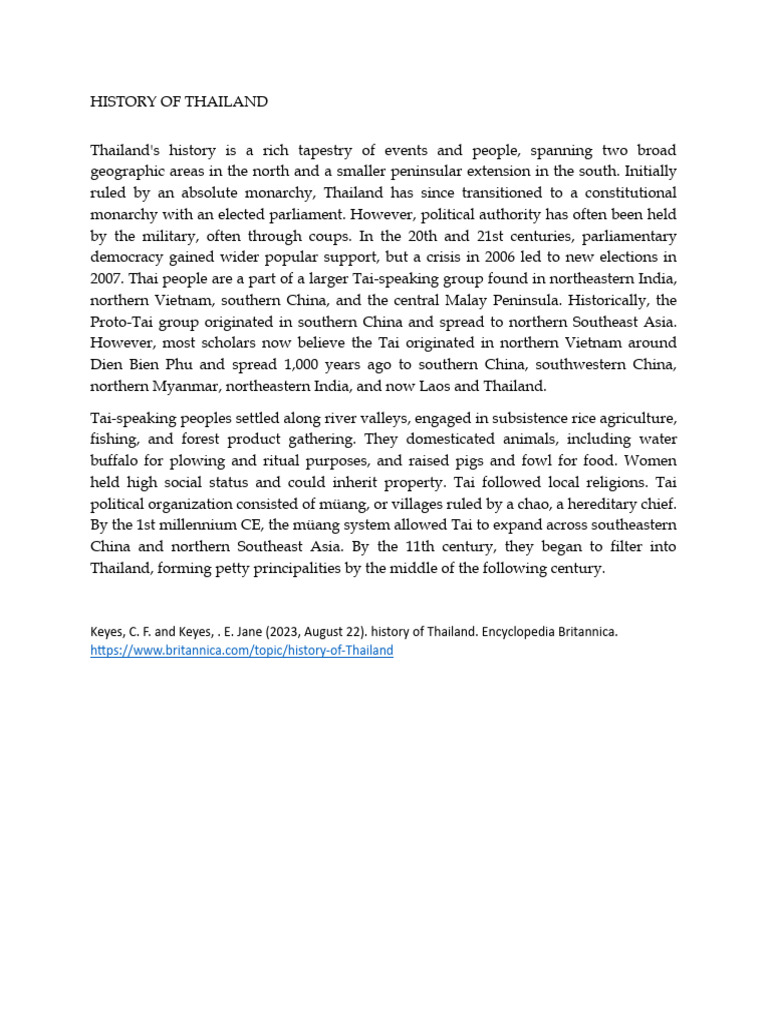 THAILAND HISTORY EVERY YEAR intelligence overview