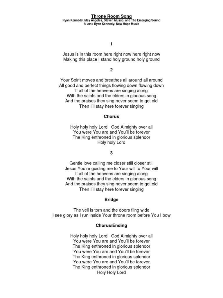 Lyrics - Throne Room Song | PDF