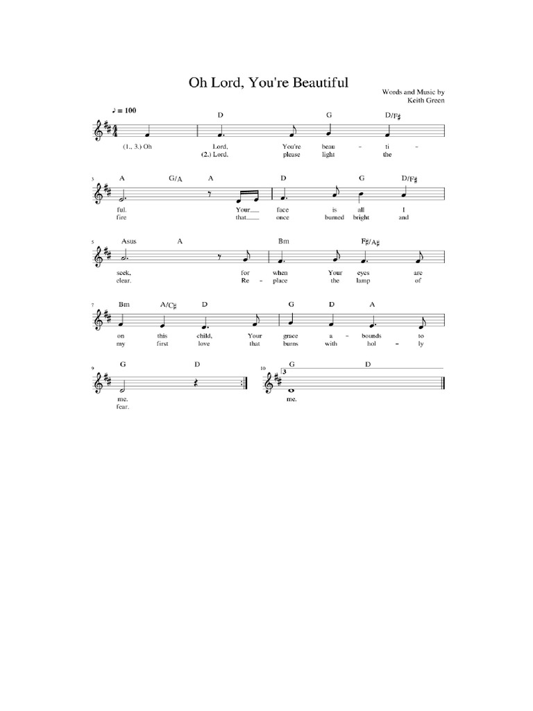 O lord youre beautiful pdf