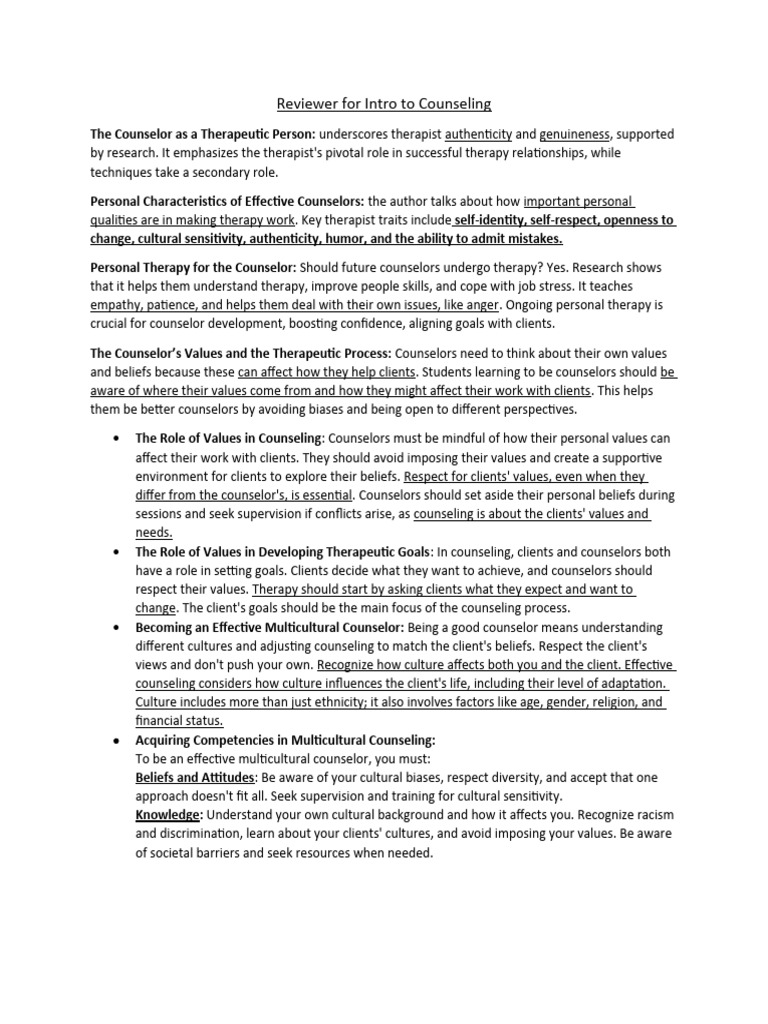 Reviewer for intro to counseling pdf psychotherapy psychoanalysis