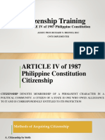 Citizenship Training: ARTICLE IV of 1987 Philippine Constitution