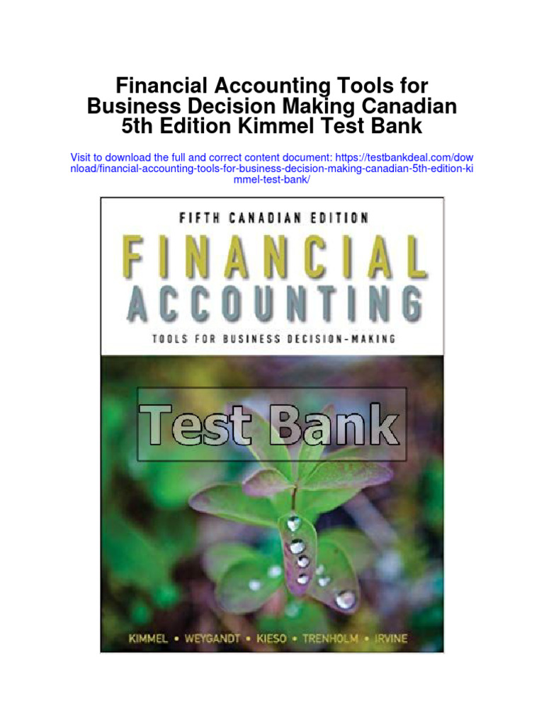 Financial Accounting Tools For Business Decision Making Canadian 5th