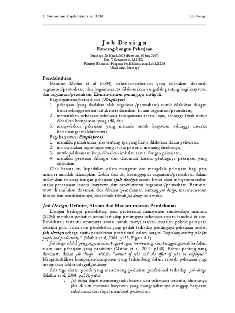 Job Design July 07 | PDF