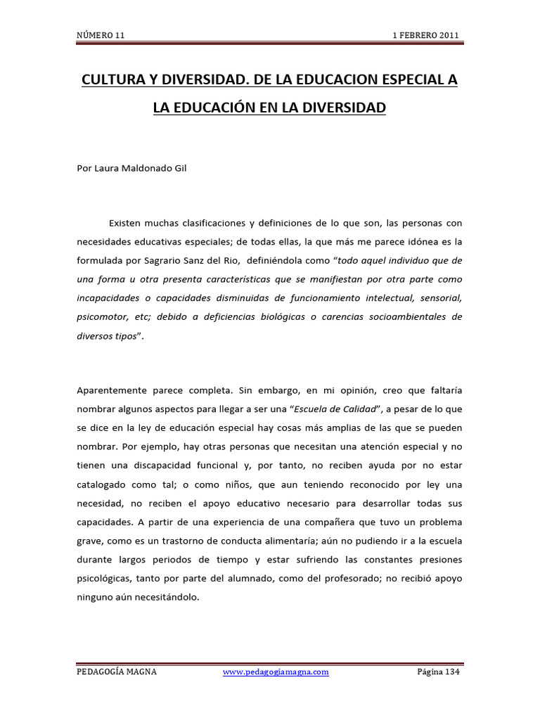 Educación Inclusiva y Diversidad Escolar | PDF | Salud y bienestar