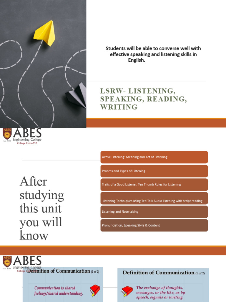 Understanding LSRW Skills in Communication | PDF | Stress (Linguistics ...