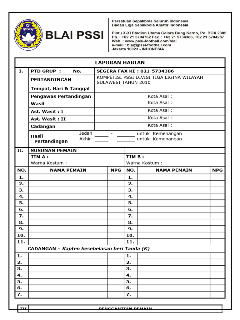 Laporan Pertandingan PSSI Divisi 3 Sulawesi | PDF