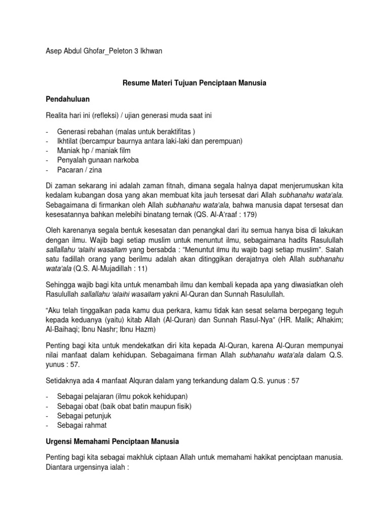 Tujuan Penciptaan Manusia | PDF