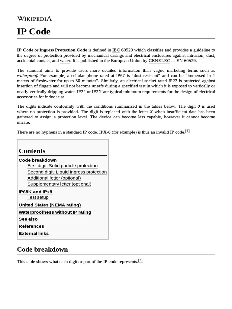IP Code PDF Electrical Engineering Electricity