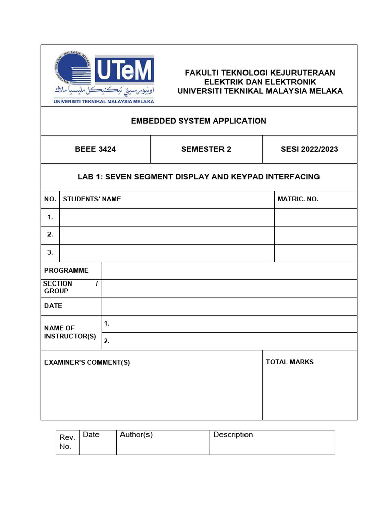 Labsheet 1 Embedded System Application Pdf Computer Science