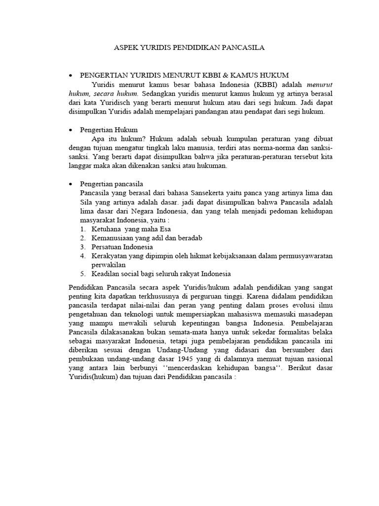Aspek Yuridis Pendidikan Pancasila | PDF