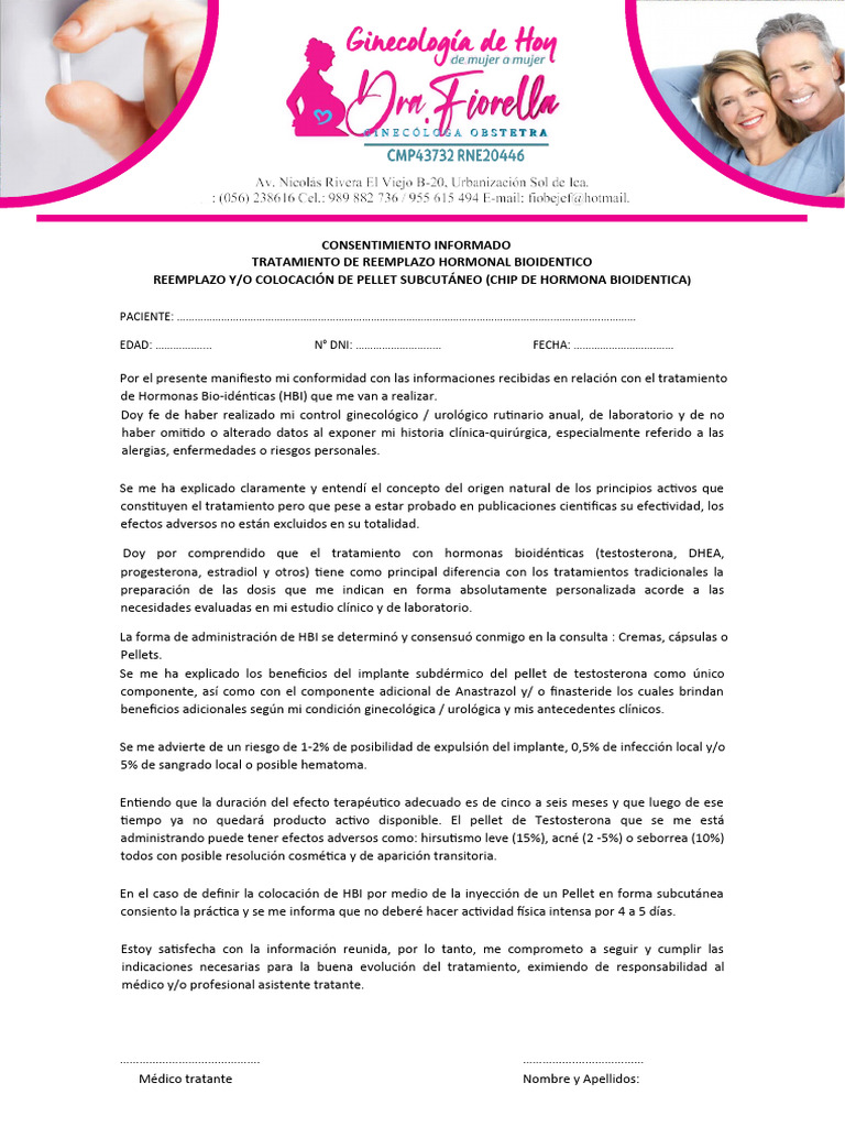 Consentimiento Informado Chip de Testosterona | PDF | Testosterona ...