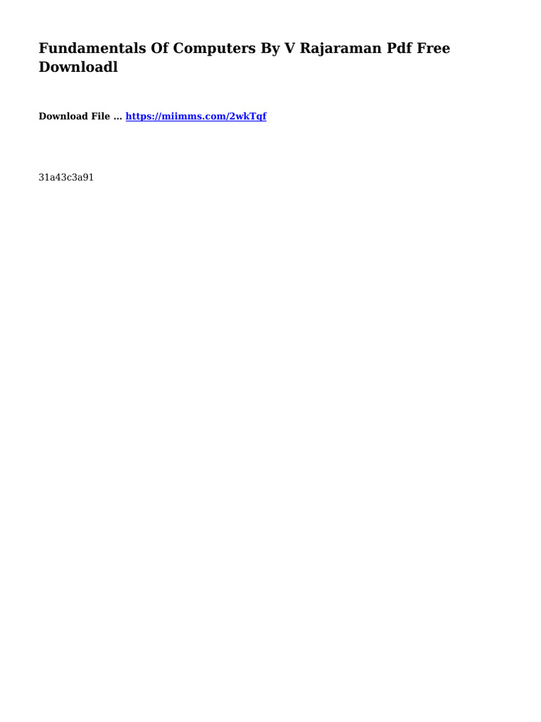 Fundamentals of Computers by V Rajaraman PDF Free Downloadl: Download ...