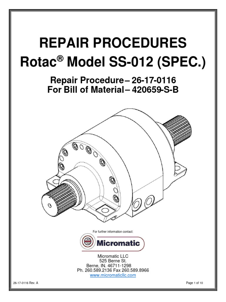 Roatary Actuators - Micromatic Repair Manual - 26-17-0116 | PDF | Screw ...