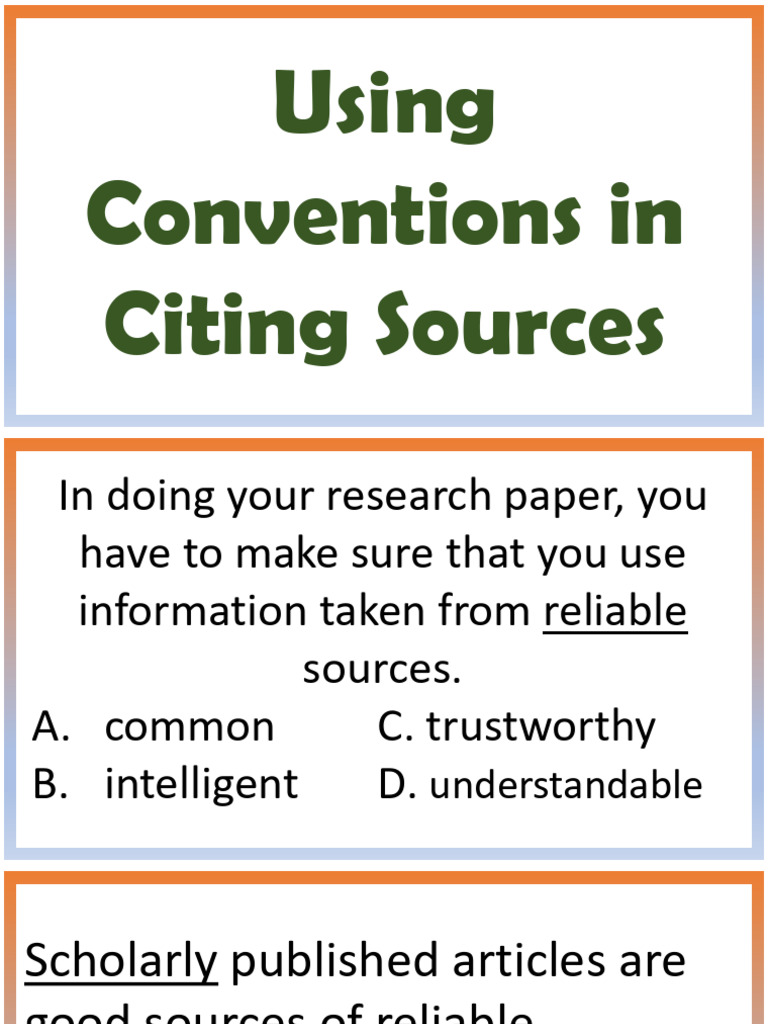 Citing Sources in Research Papers | PDF | Citation | Publishing