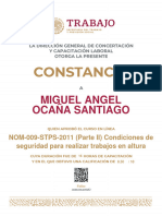Miguel Angel Ocaña Santiago: NOM-009-STPS-2011 (Parte II) Condiciones de Seguridad para Realizar Trabajos en Altura