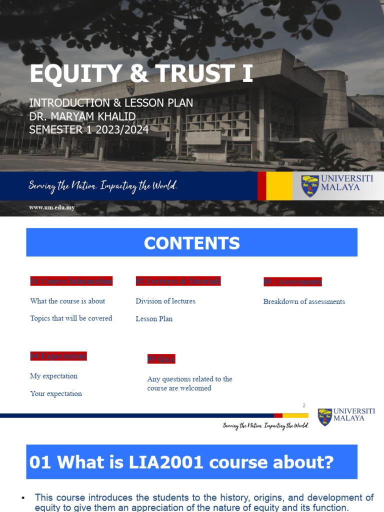 Equity & Trust Course Overview 2023 | PDF | Equity (Law) | Civil Law ...