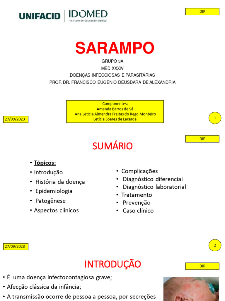 Diagnóstico e Tratamento do Sarampo | PDF | Sarampo | Vírus