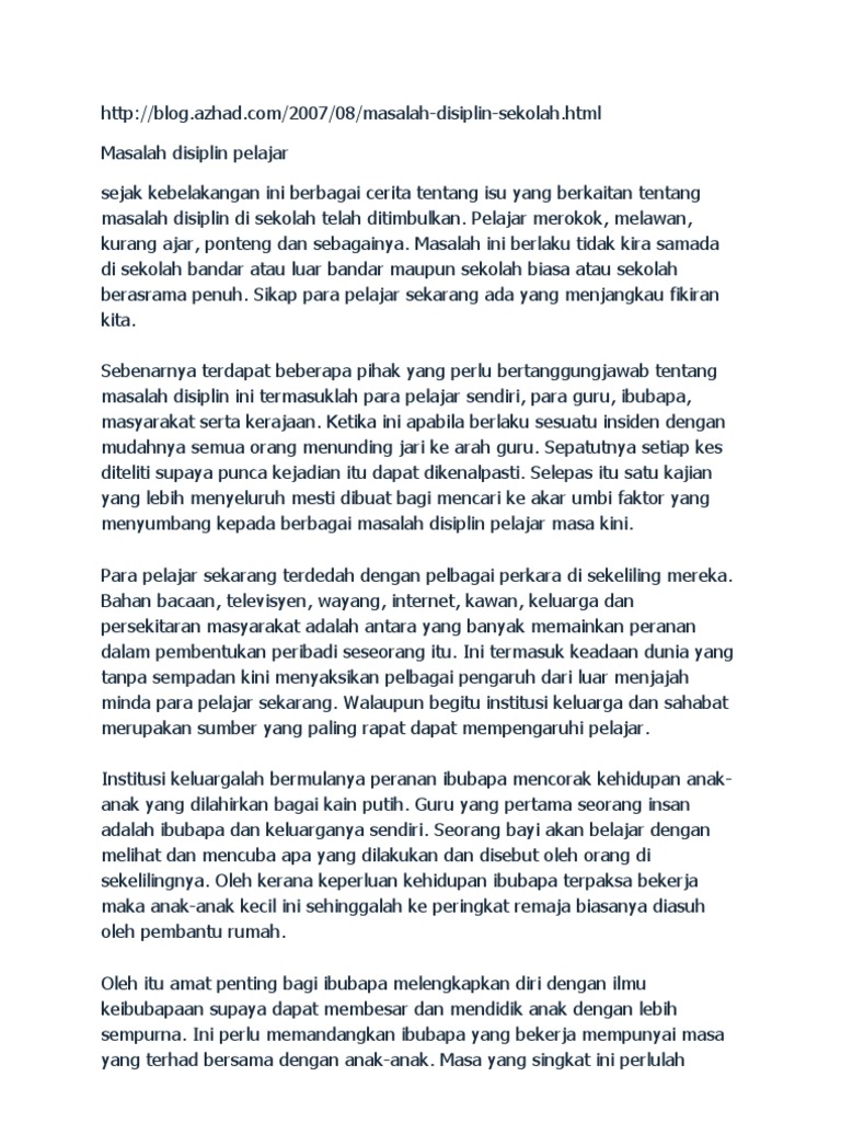 Masalah Disiplin Ponteng Pdf
