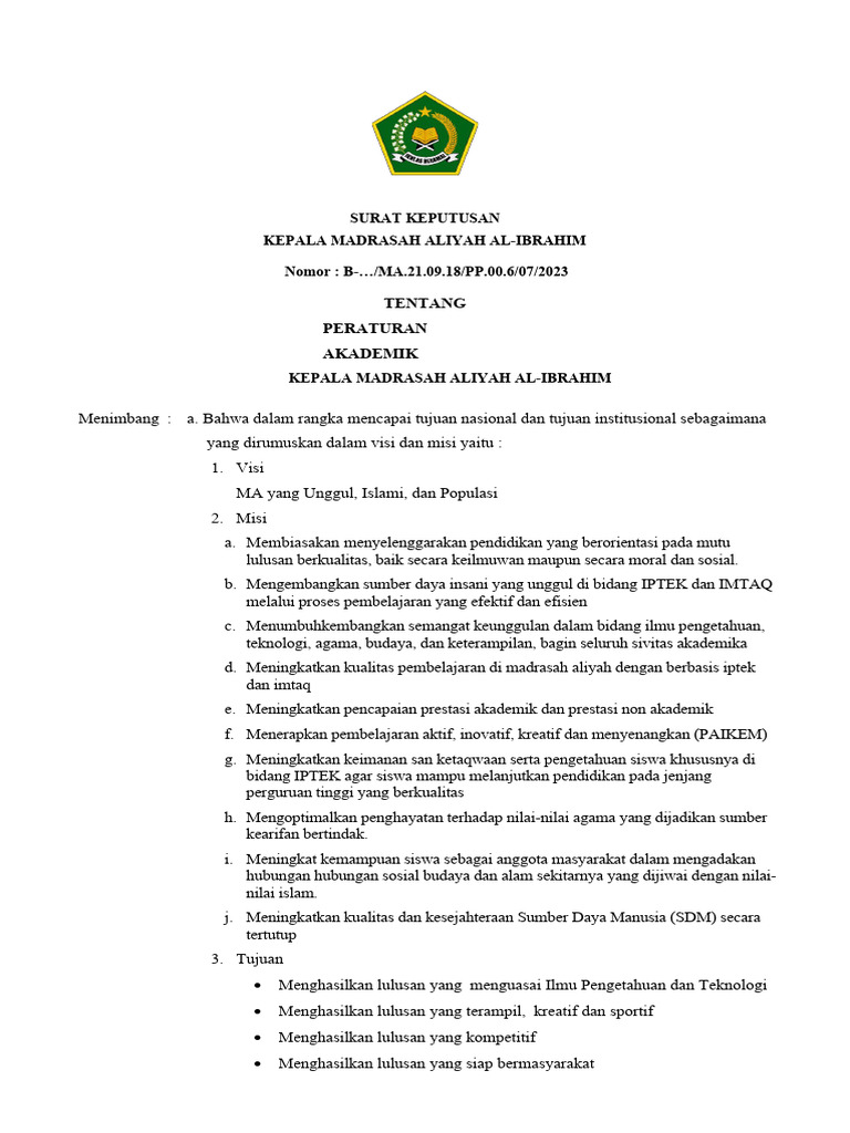 PeraturanAkademikMTsFalahulHudaPlantungan (1) PDF