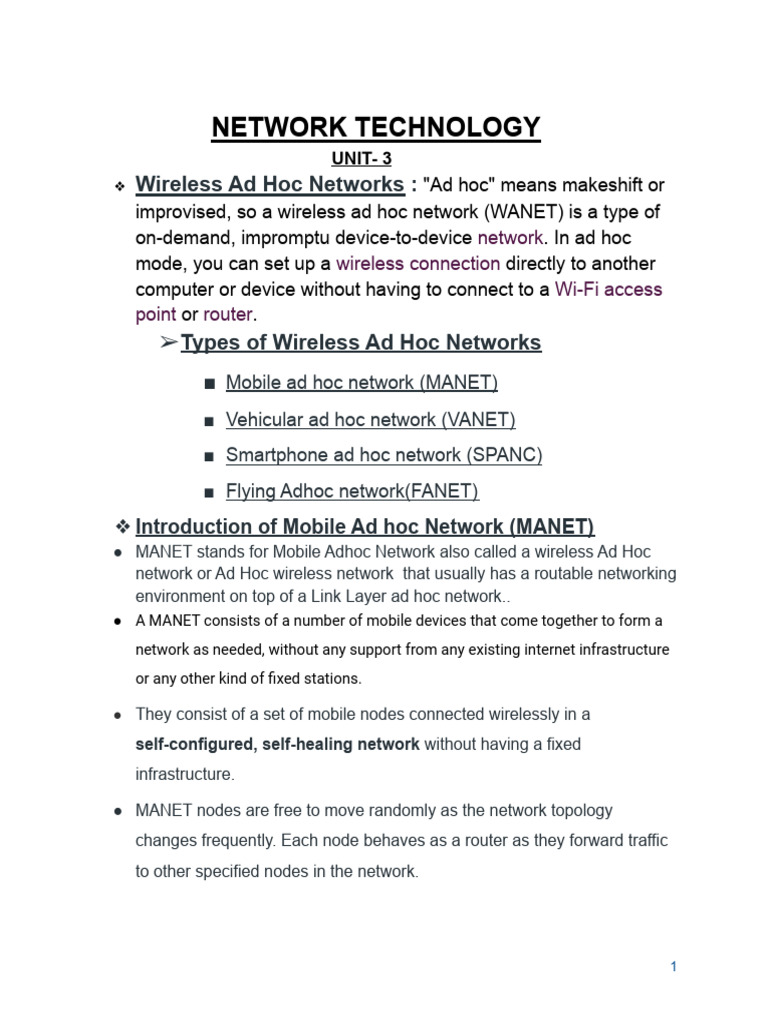 503-UNIT-3 Mobile Ad Hoc Network-1 | PDF | Wireless Ad Hoc Network ...