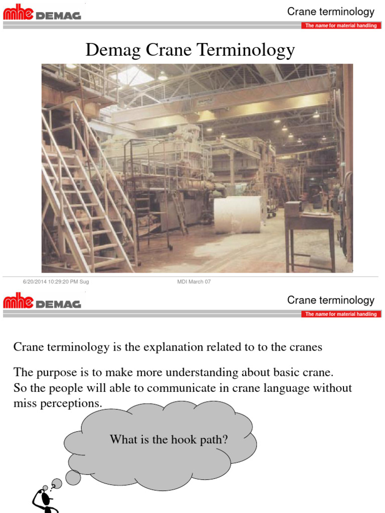 1.demag Terminology PDF Crane (Machine) Tools