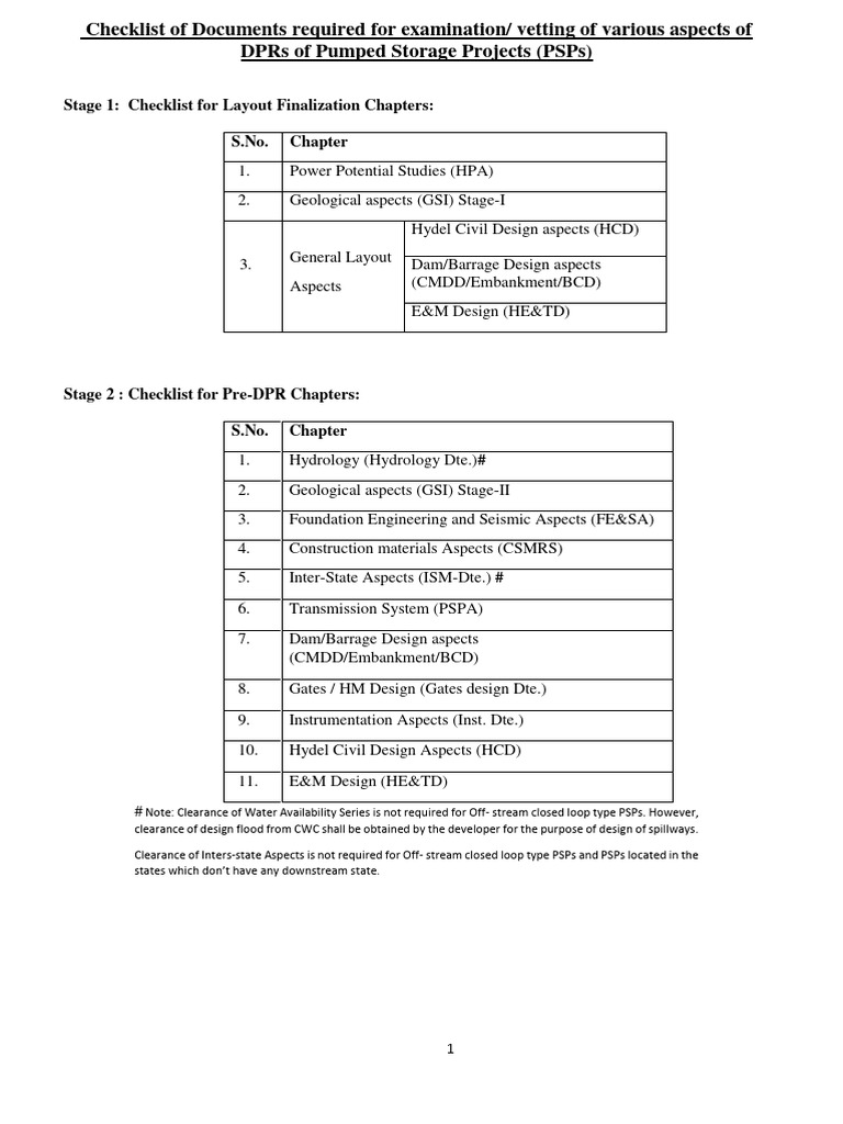 Vetting Checklist for Pumped Storage Projects | PDF | Electrical ...