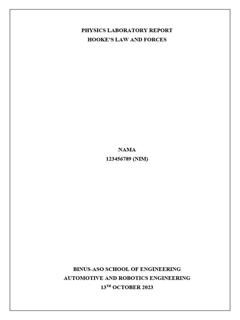 Hooke's Law and Forces PDF Force Weight