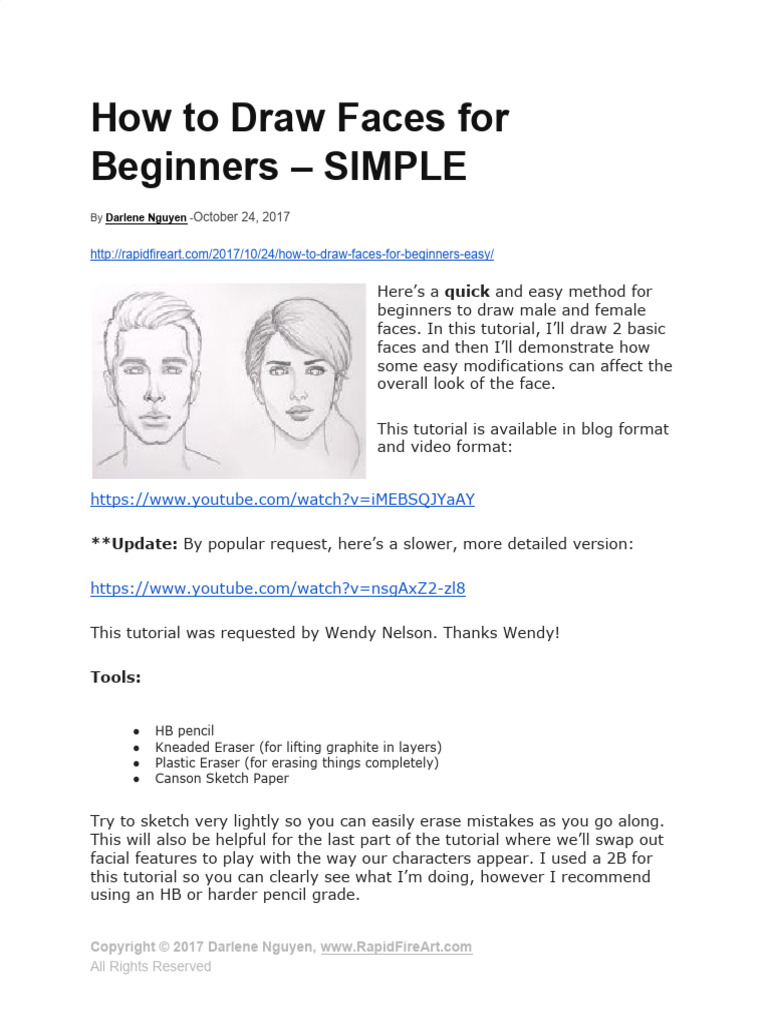 RapidFireArt Tutorials How To Draw Faces For Beginners - SIMPLE | PDF ...
